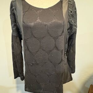 Kaktus Black Textured Long Sleeve Top